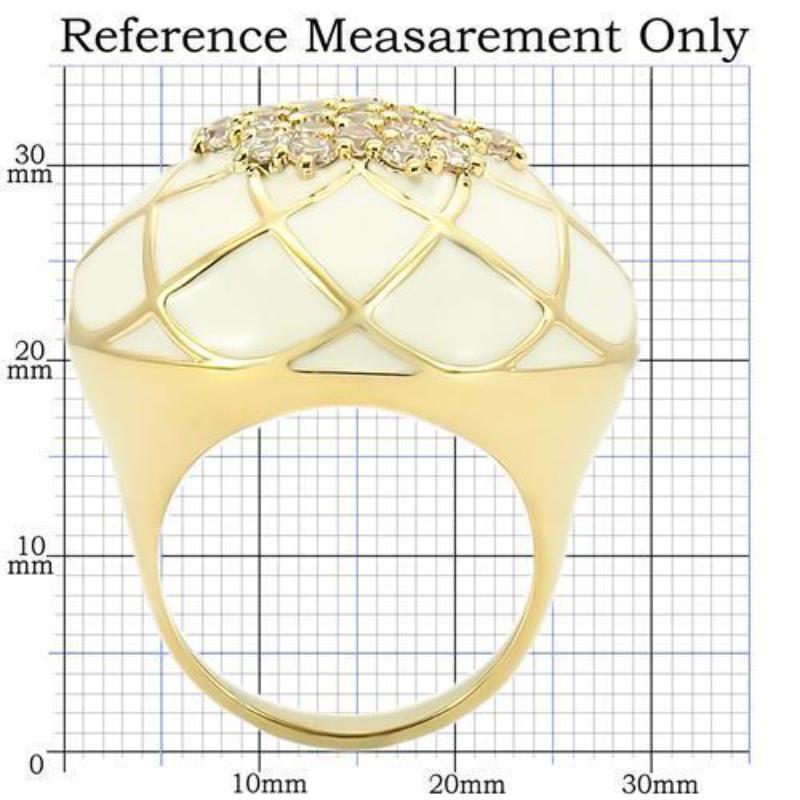 Gold Brass Ring with AAA Grade CZ in Clear