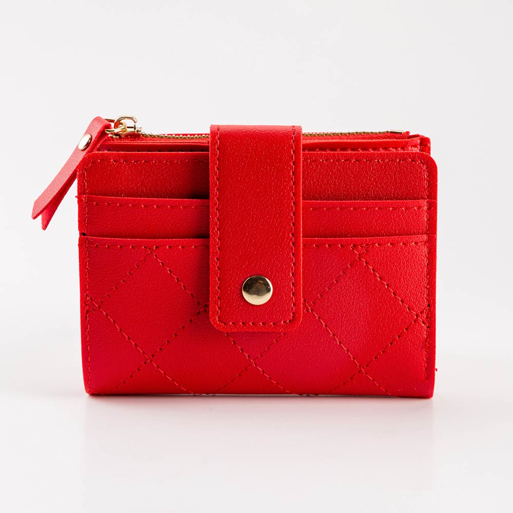 Faux Leather Compact Quilted Flat Wallet