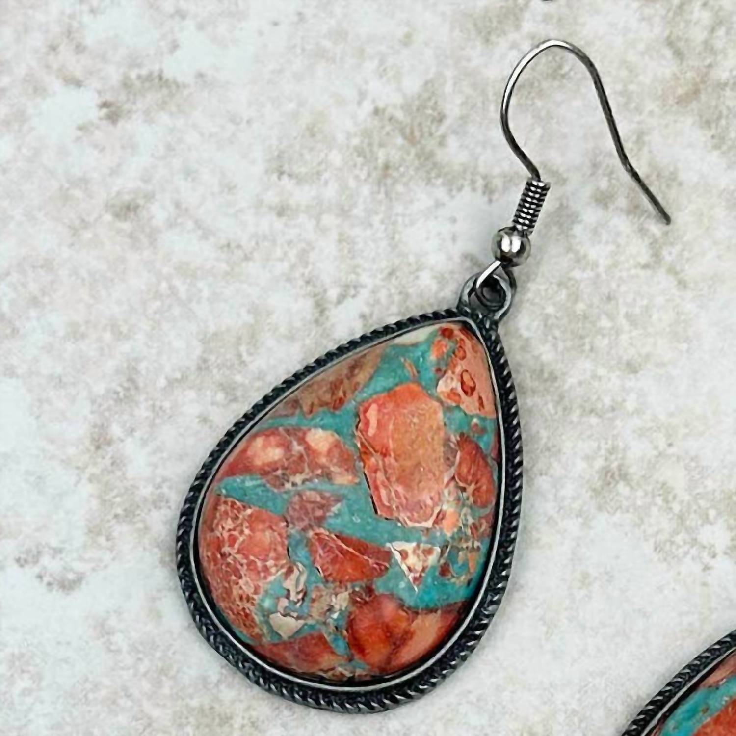 Women's Oyster Copper Teardrop Earrings In Turquoise