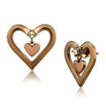 IP Rose Gold(Ion Plating) Stainless Steel Earrings with Top Grade Crystal in Light Peach