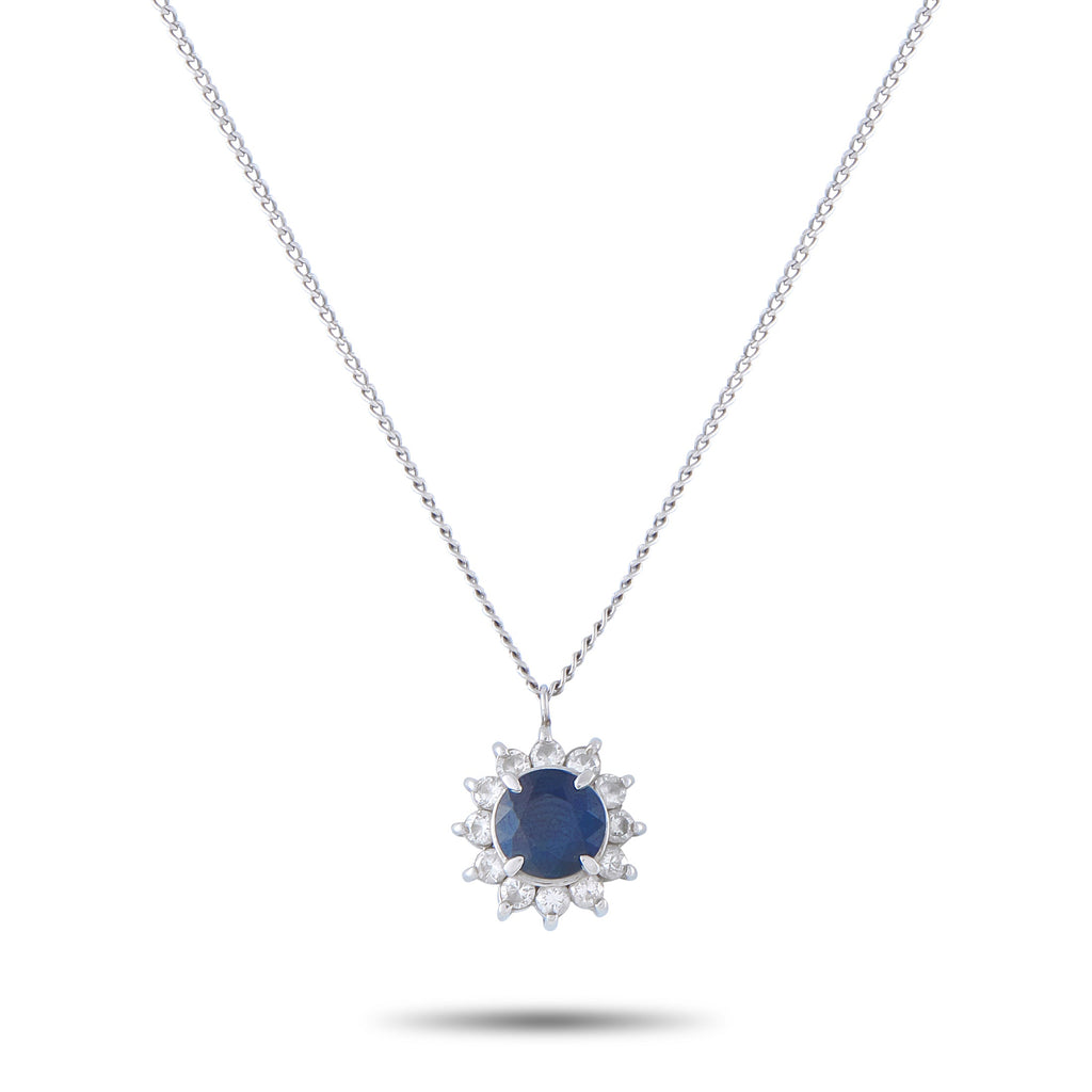 LB Exclusive Platinum 0.36ct Diamond and Sapphire Pendant Necklace MF30-041326