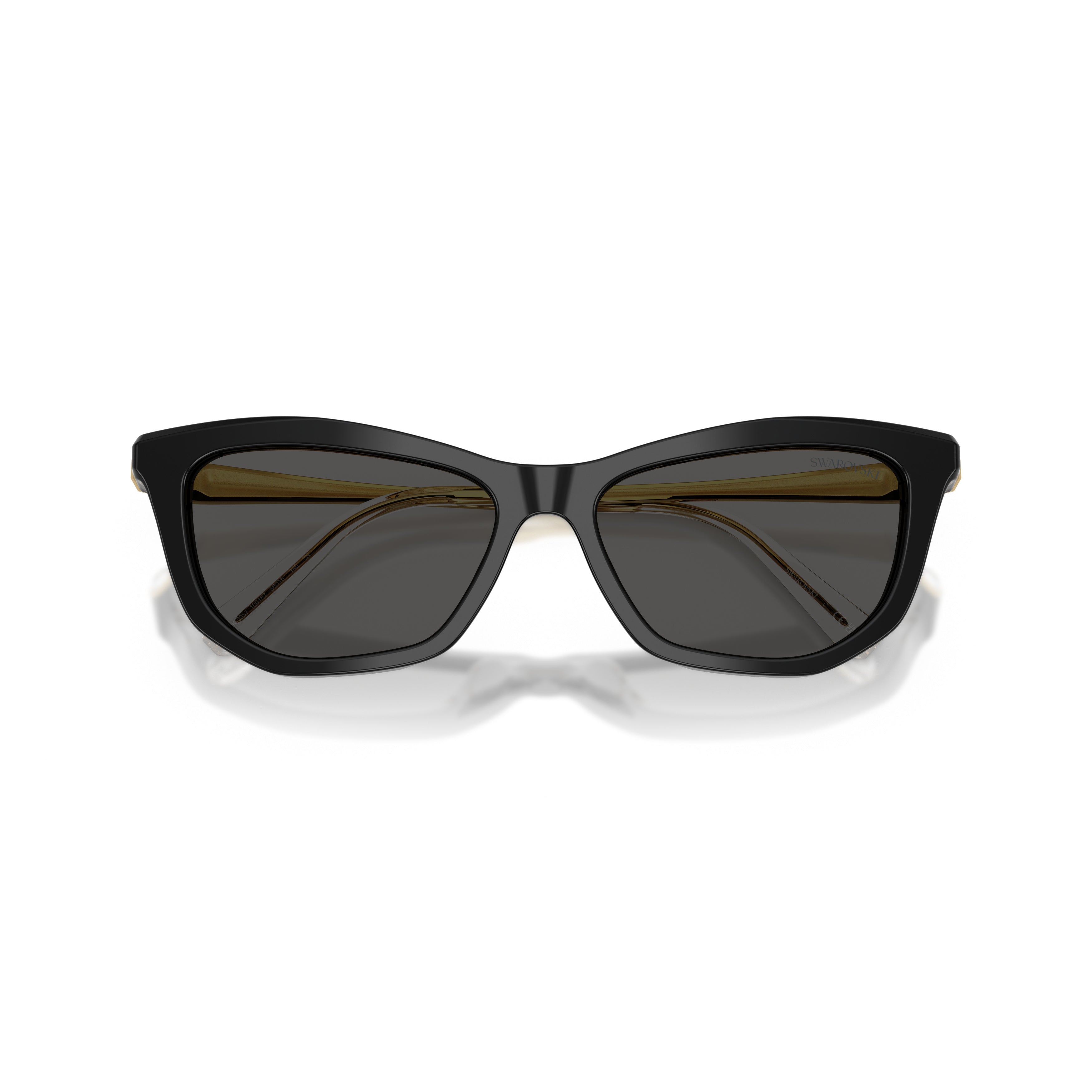 0Sk6057 Bold Black Acetate Cat-Eye Sunglasses with Crystal Embellishments