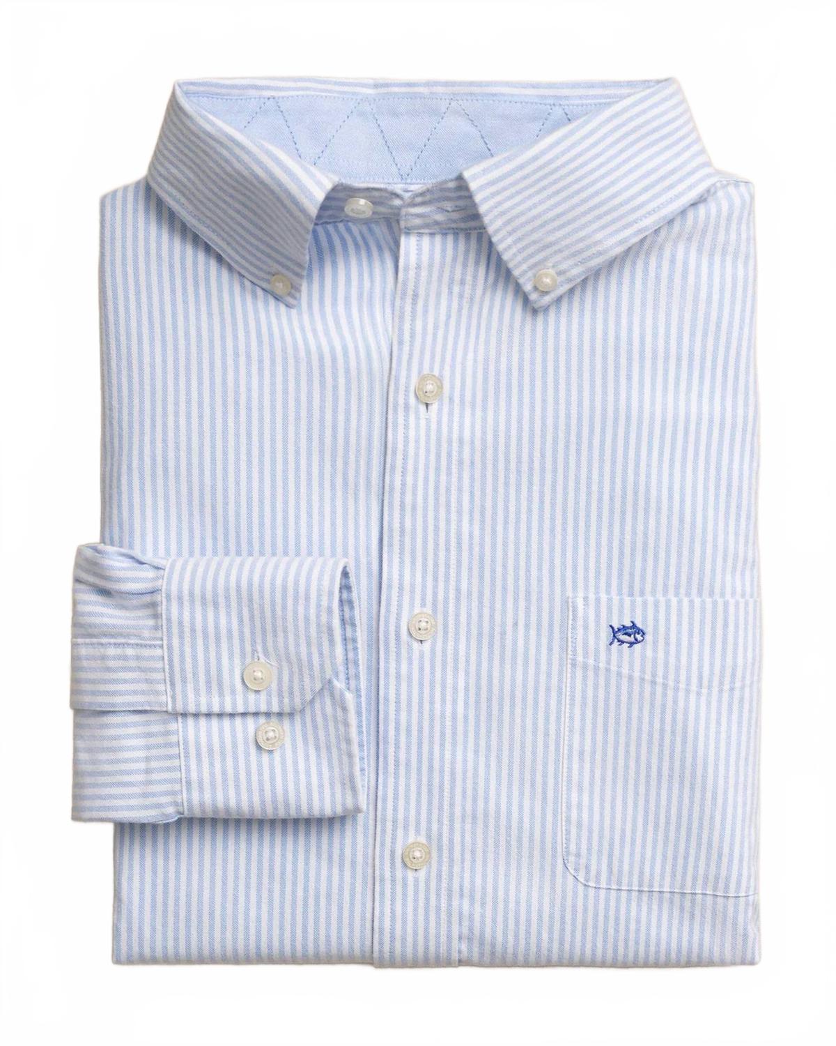 Men's Harborview Charleston Oxford Stripe Sport Shirt In Ocean Channel