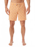 Bayberry Swim Trunks In Orange Checkered Palms