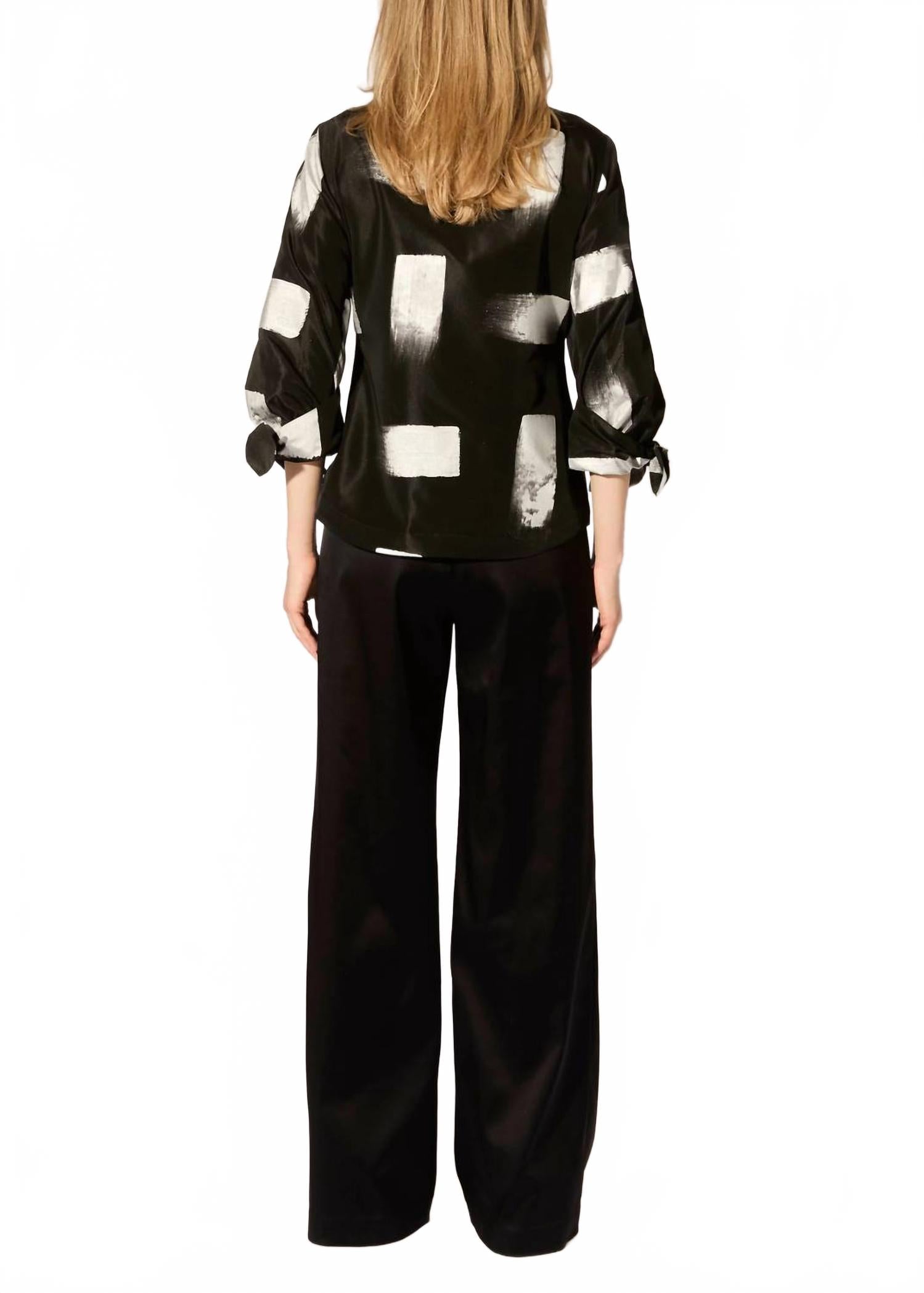 Stretch Satin Stovepipe Pants In Black