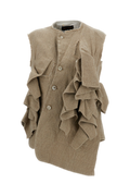 Beige Linen Ruffle Vest