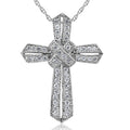 1/2ct Vintage Pave Diamond Cross Pendant 14K White Gold