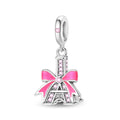 Eiffel Tower with Pink Bow Dangle Charm
