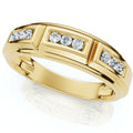 1/4Ct TW Round Diamond Men's Nine Stone Wedding Ring High Polished Band 10k Gold