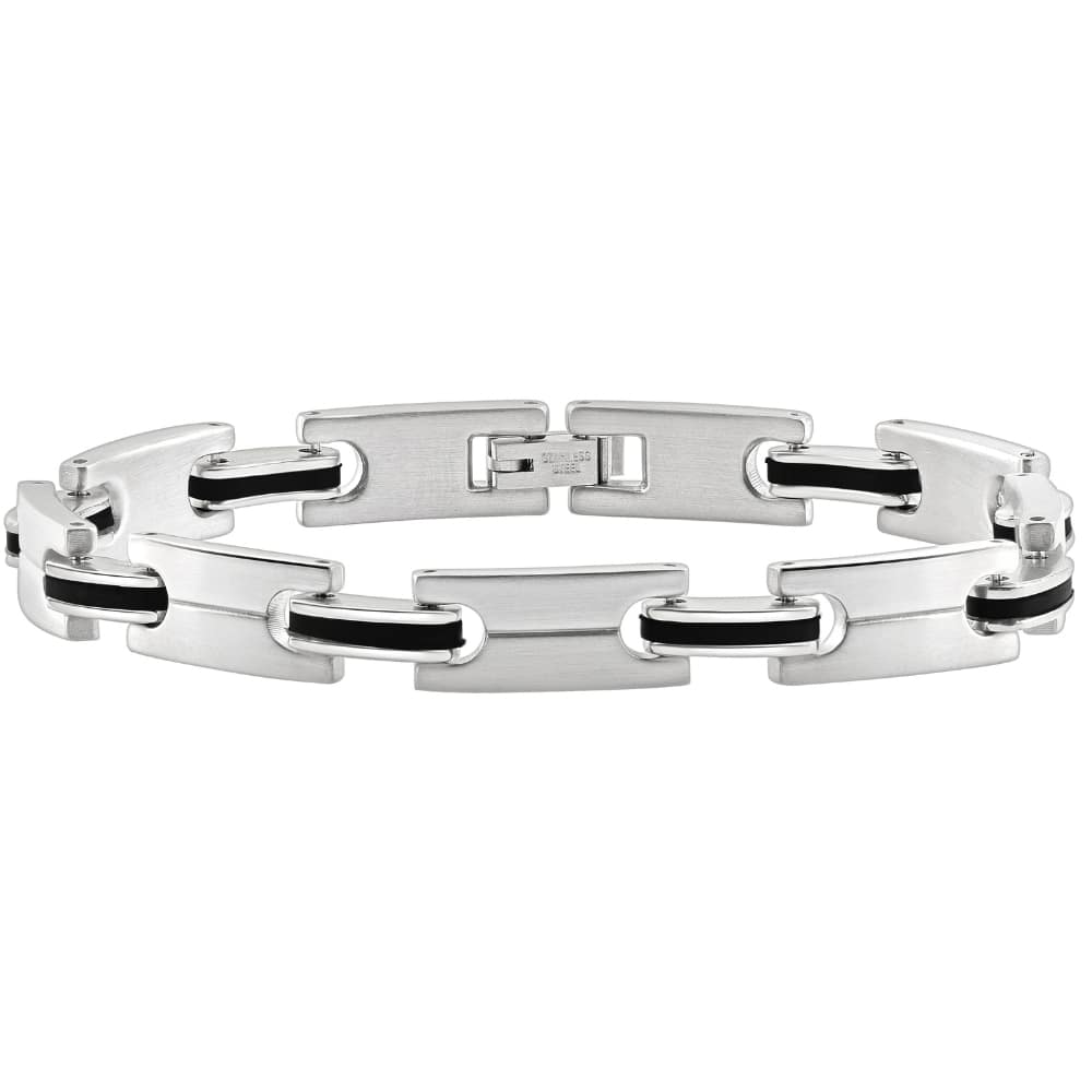 Men's Steel Polished Two Tone Black 8.5" 8.5mm Bracelet