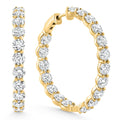 10Ct TW Round Diamond Inside Outside Hoops Vault Lock 14k Yellow Gold Lab Grown Size: 1.25" Tall