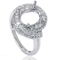3/8ct Vintage Braided Oval Ring Setting 14K White Gold Size Selectable