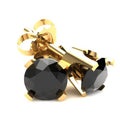 .25 Ct Round Heat Treated Black Diamond 14K White Or Yellow Gold Studs Earrings in Classic Setting