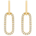 1/2Ct Diamond Paper Clip Drop Earrings Yellow Gold Women's 1" Tall