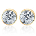 .20Ct Round Brilliant Cut Natural Diamond Stud Earrings Bezel Set in 14K Gold
