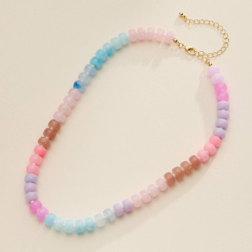 Women's Colorful Beaded Statement Necklace In Light Blue