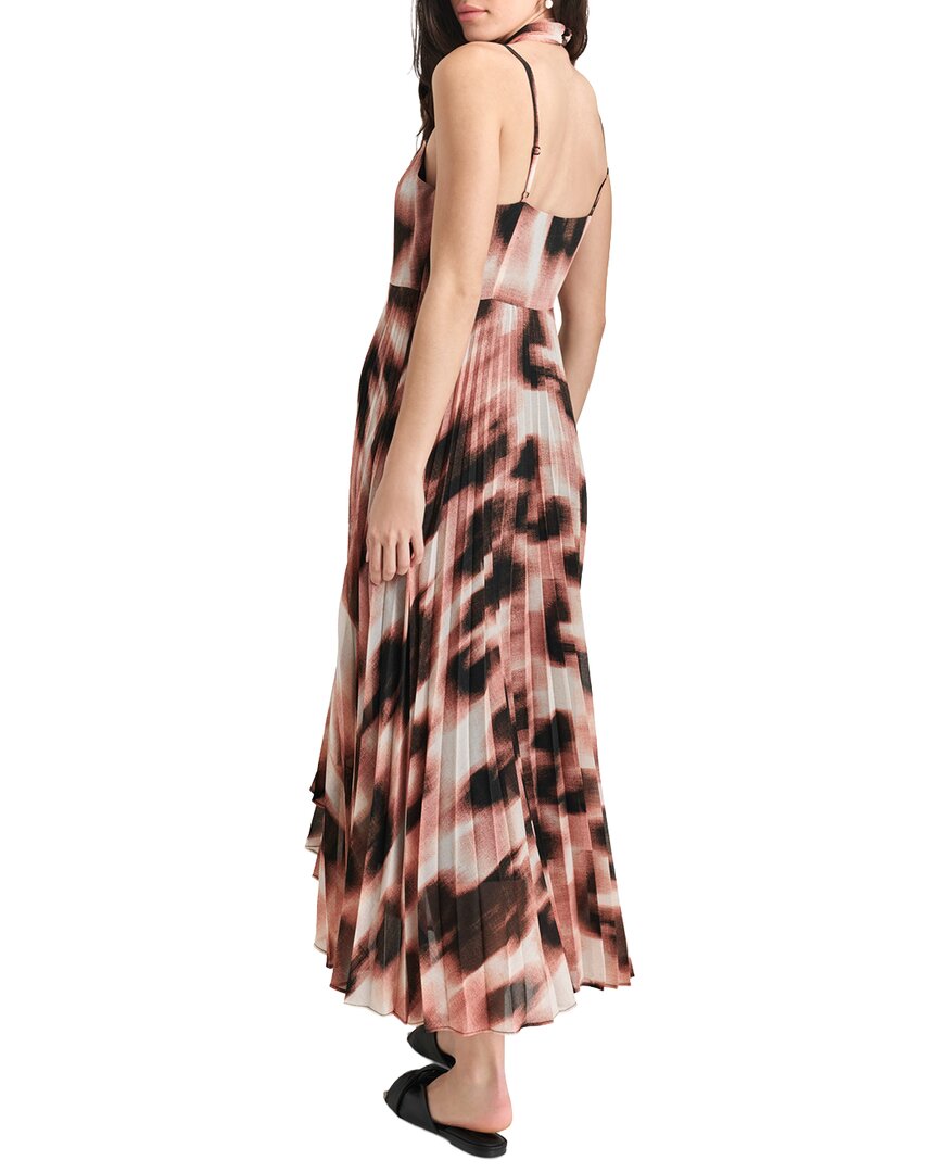 DKNY Print Chiffon Pleated Midi Dress