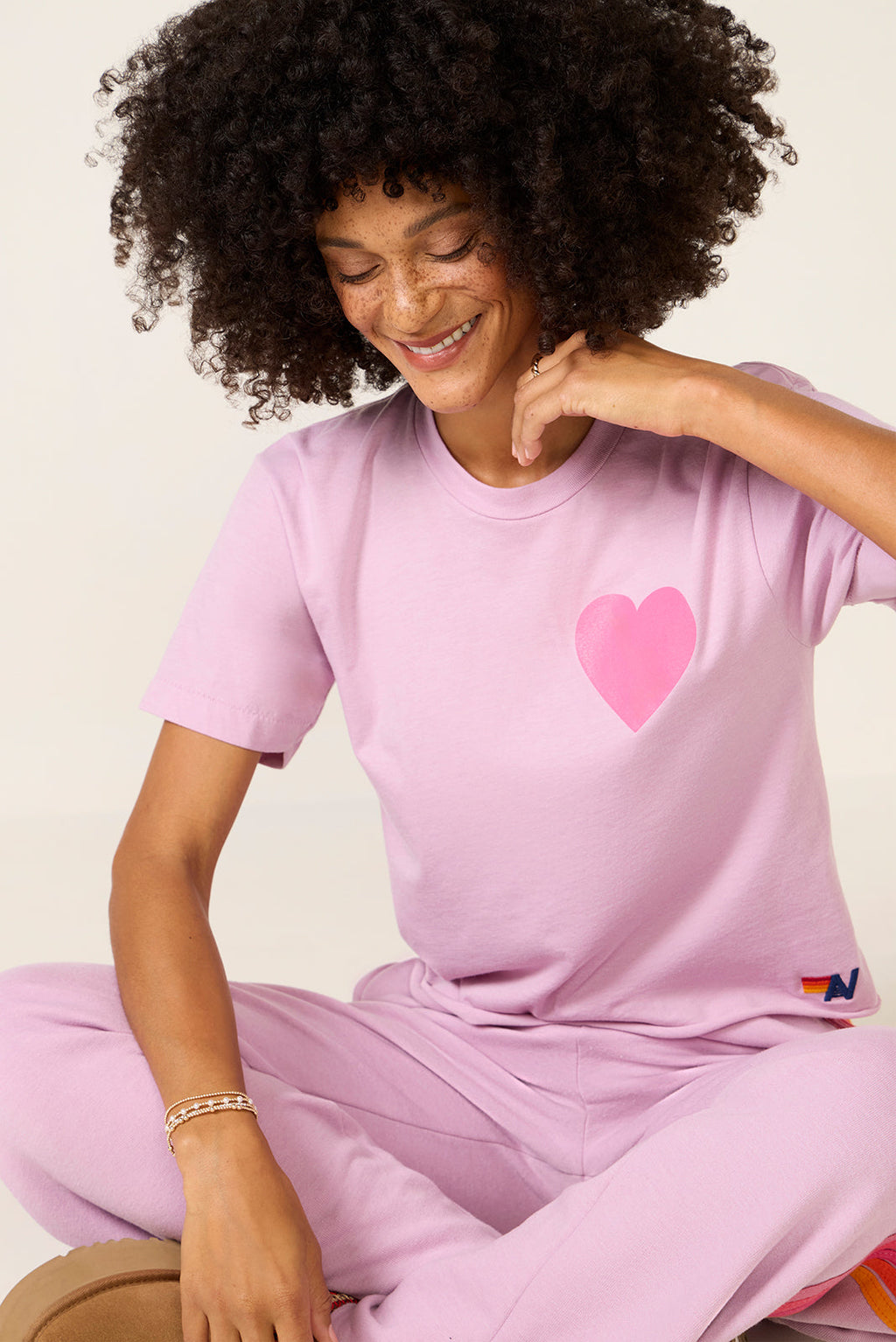Women's Heart Print Boyfriend T-Shirt