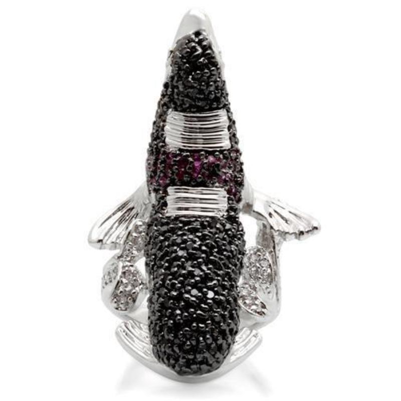 Rhodium + Ruthenium Brass Ring with AAA Grade CZ in Multi Color