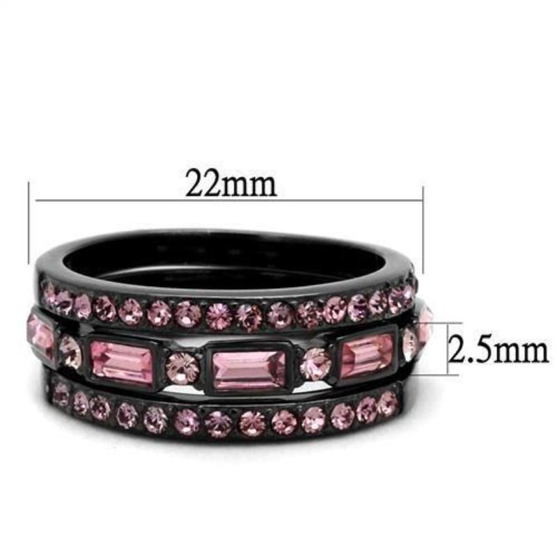 IP Light Black Stainless Steel Ring with Top Grade Crystal in Multi Color