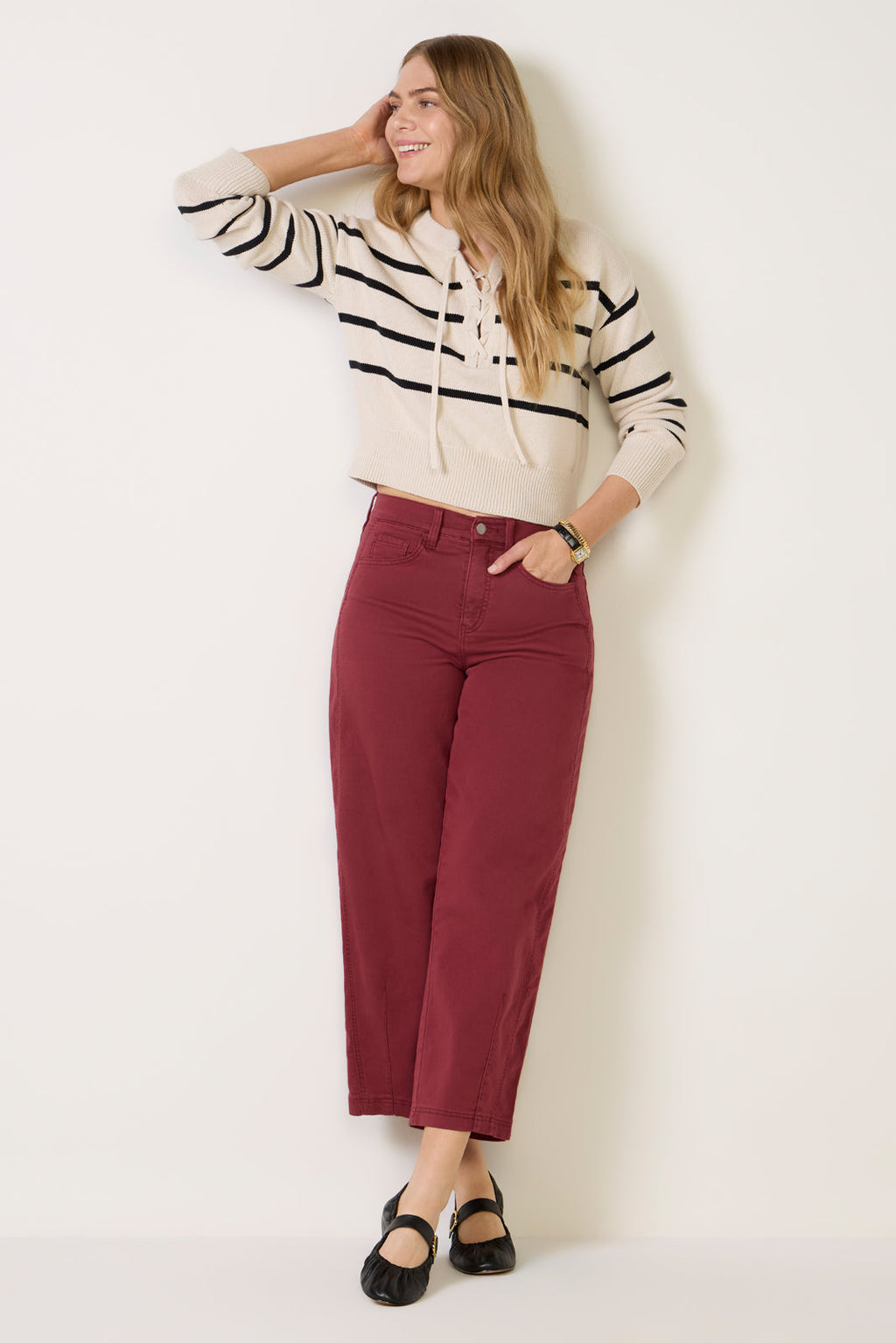 Women's Lace Up Sweater Top
