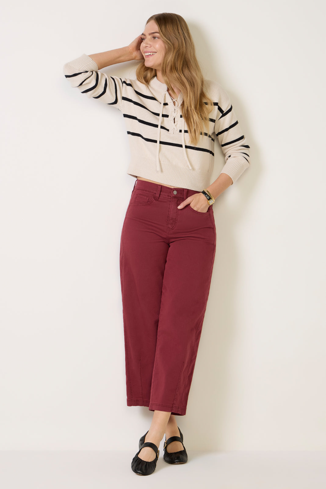 Women's Lace Up Sweater Top