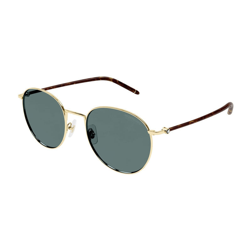 Montblanc Sunglasses Square Full Rim, Gold Frame And Green Lens Mb0343Sa002