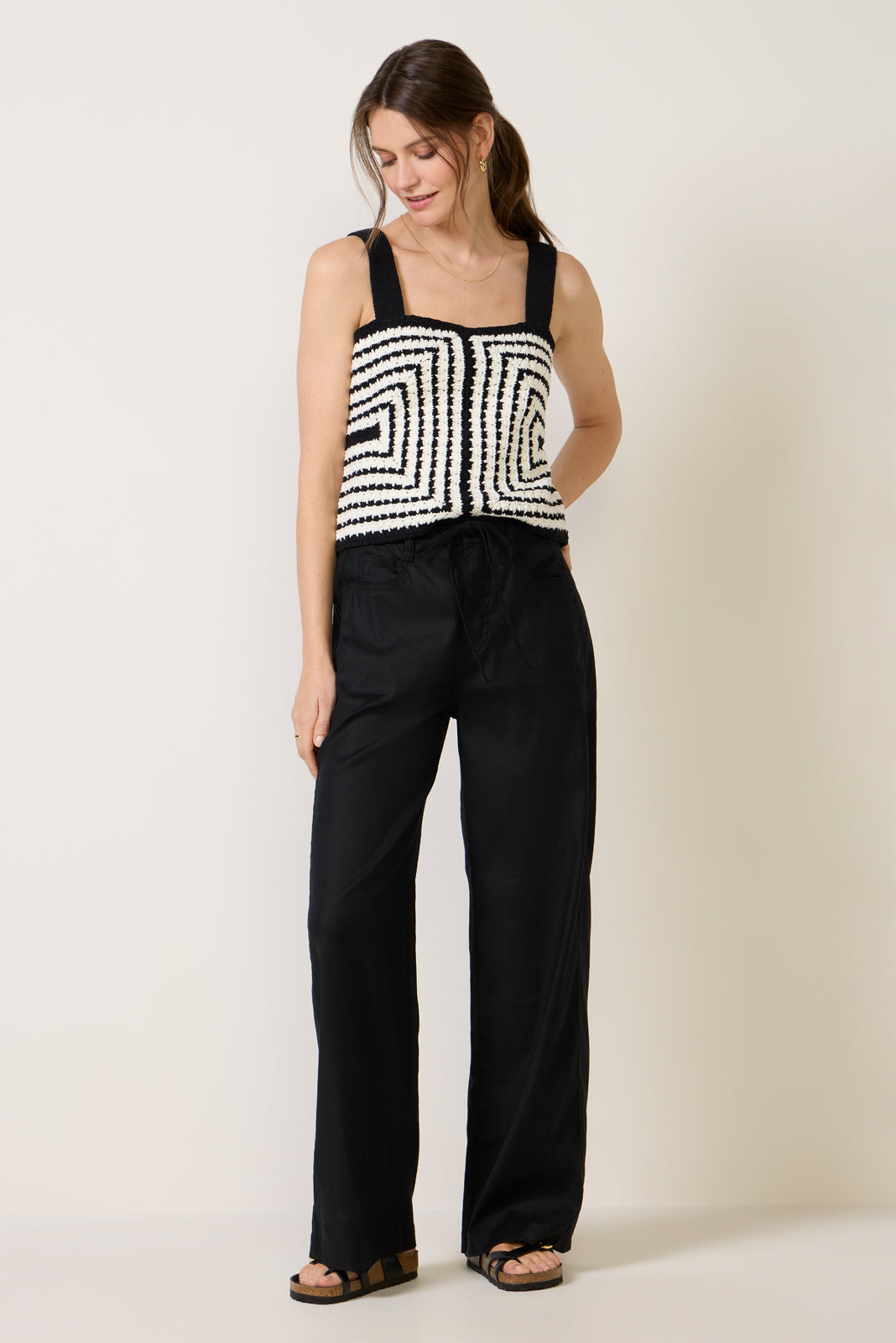 Women's Joelle Stretch Linen Trouser with Tie Waist Pants