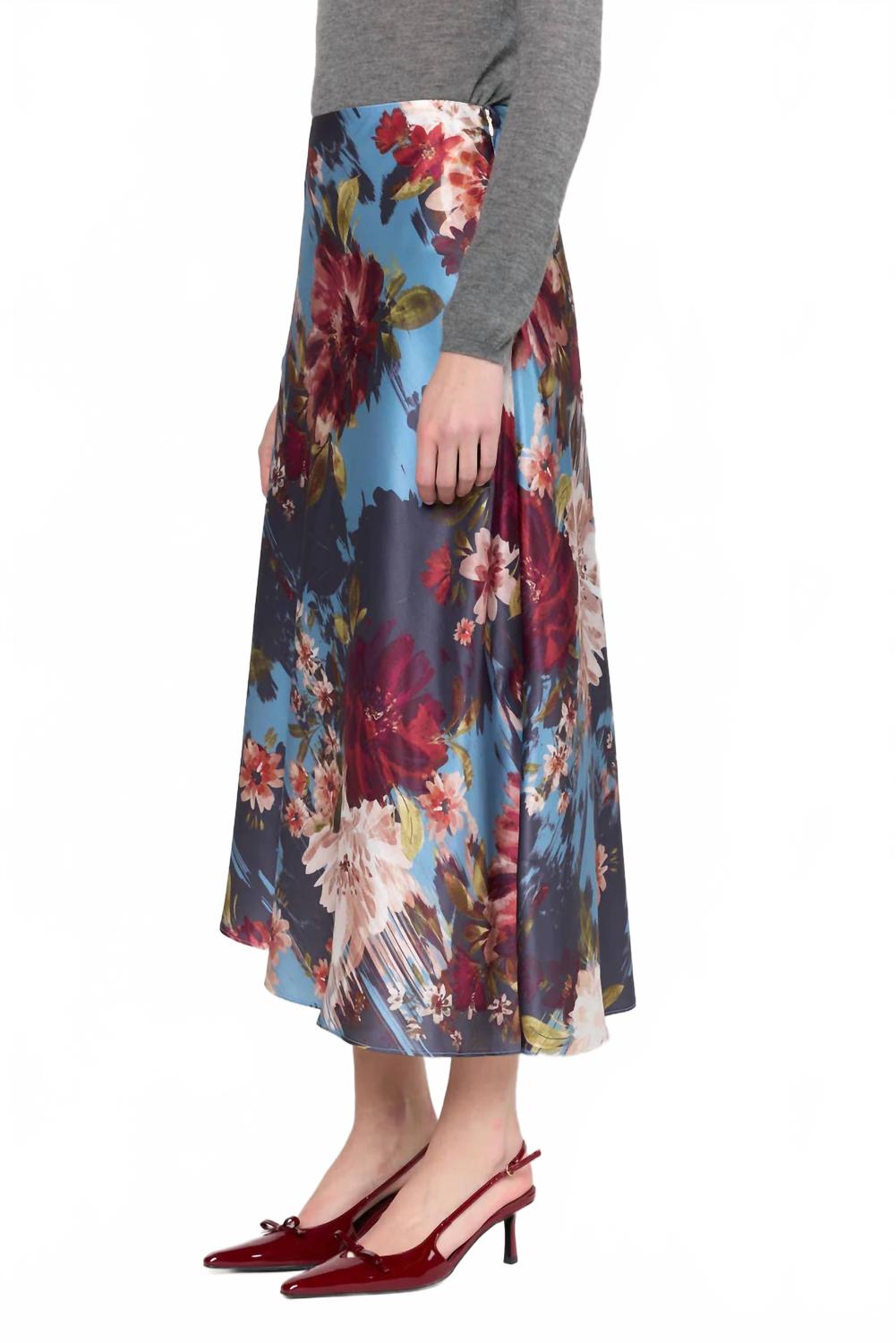 Josie Midi Skirt In Sky Garden