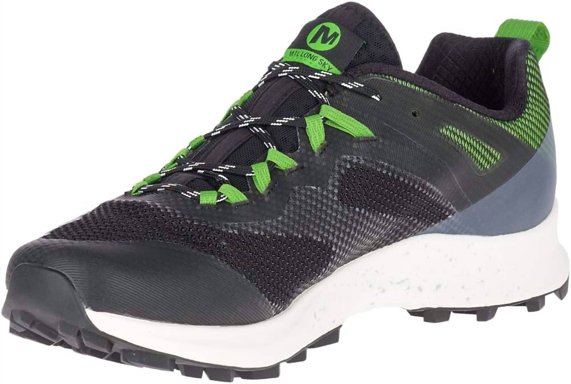Men's Mtl Long Sky 12.0 Trail Running Shoes In Black/lime