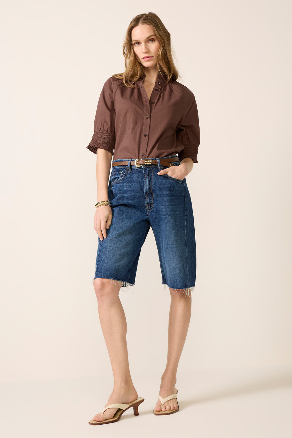Women's Short Sleeve Ruffle Neck Shirt
