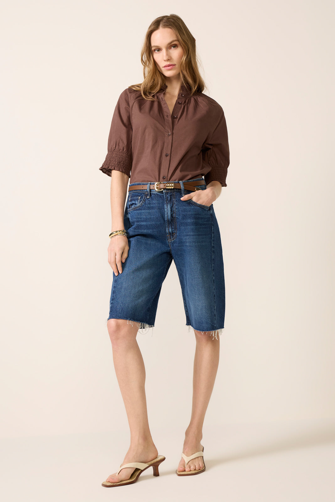 Women's Short Sleeve Ruffle Neck Shirt