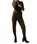 Wrap Neck Jumpsuit In Hunter
