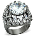 Ruthenium Brass Ring with AAA Grade CZ in Clear
