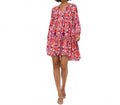 Balloon Sleeve Dress In Coral Python