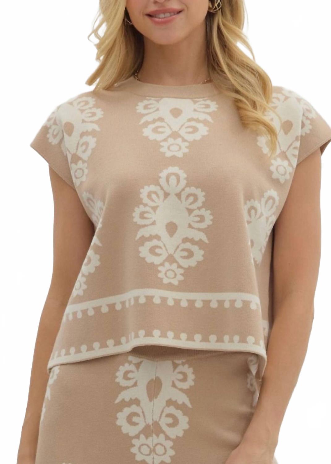 Danni Cap Sleeve Sweater In Beige