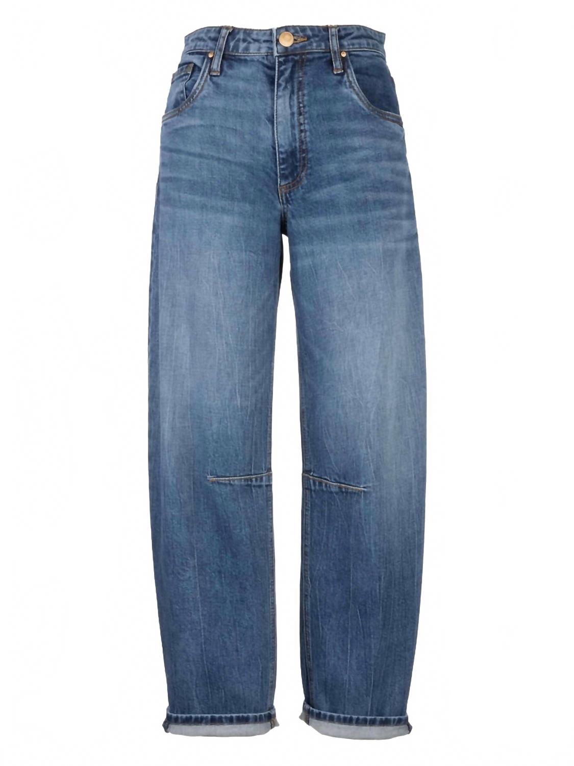 Ashley High Rise Barrel Slouchy Jeans In Blue