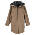 Herno Hooded Coat In Beige Virgin Wool