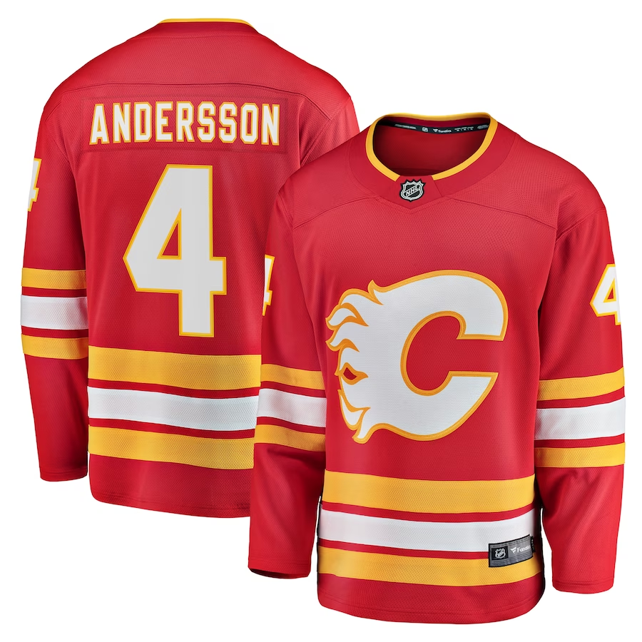 Men's Calgary Flames Rasmus Andersson #4 Red Home Team Breakaway Player jersey