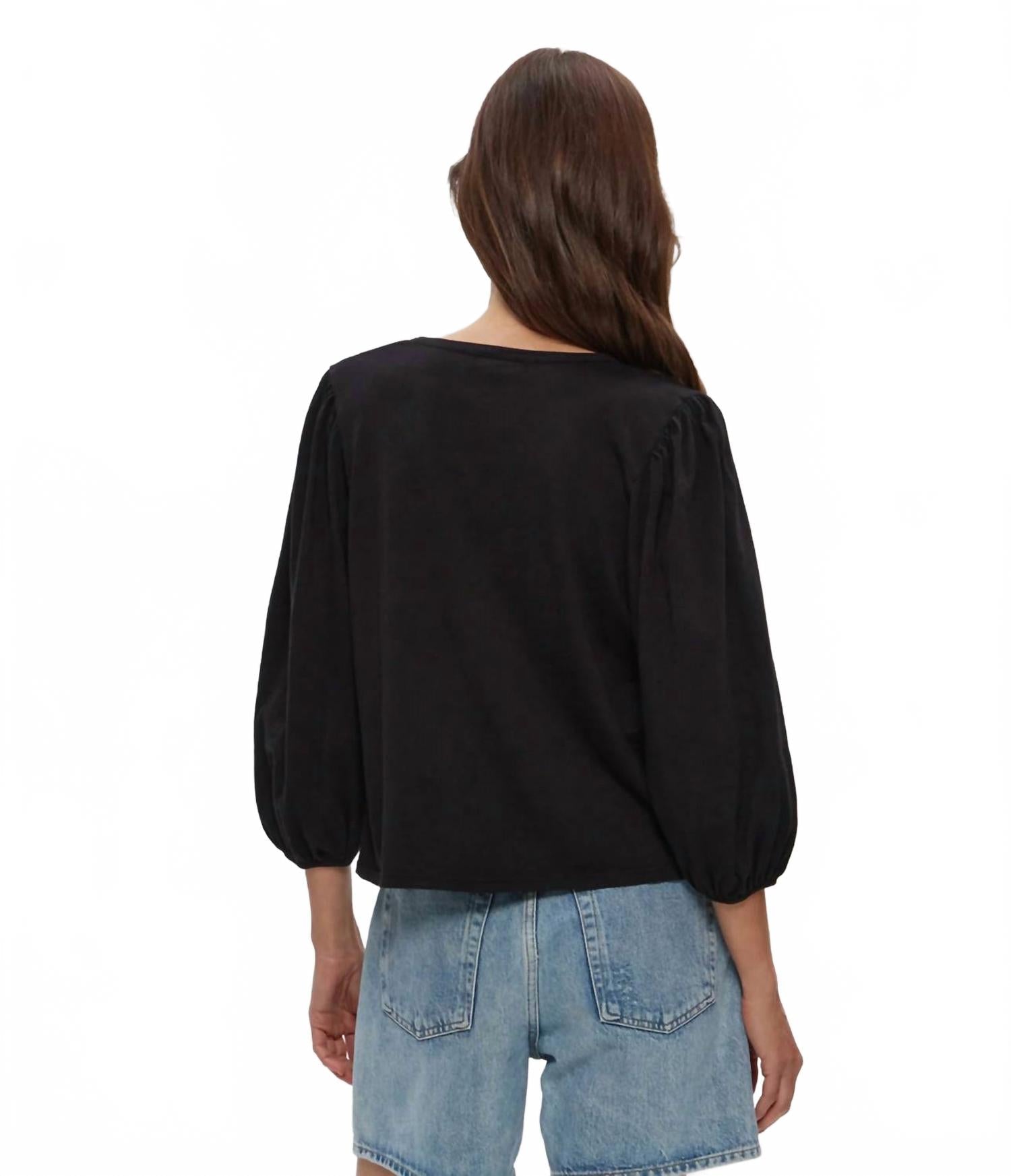 Gabi Puff Sleeve Top In Black