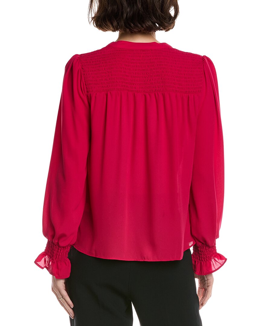 CeCe Half Placket Smocked Top