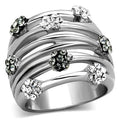High polished (no plating) Stainless Steel Ring with Epoxy in Jet