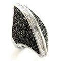 Rhodium + Ruthenium Brass Ring with AAA Grade CZ in Jet