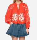 Serafina Embroidery Blouse In Poppy