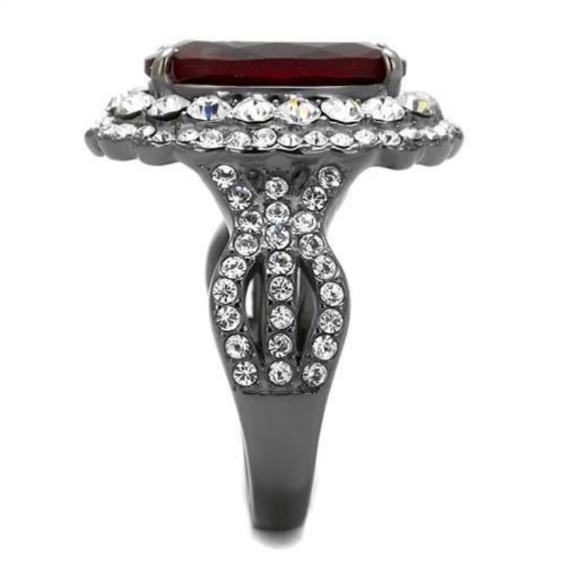 IP Light Black Stainless Steel Ring with Synthetic Synthetic Glass in Siam