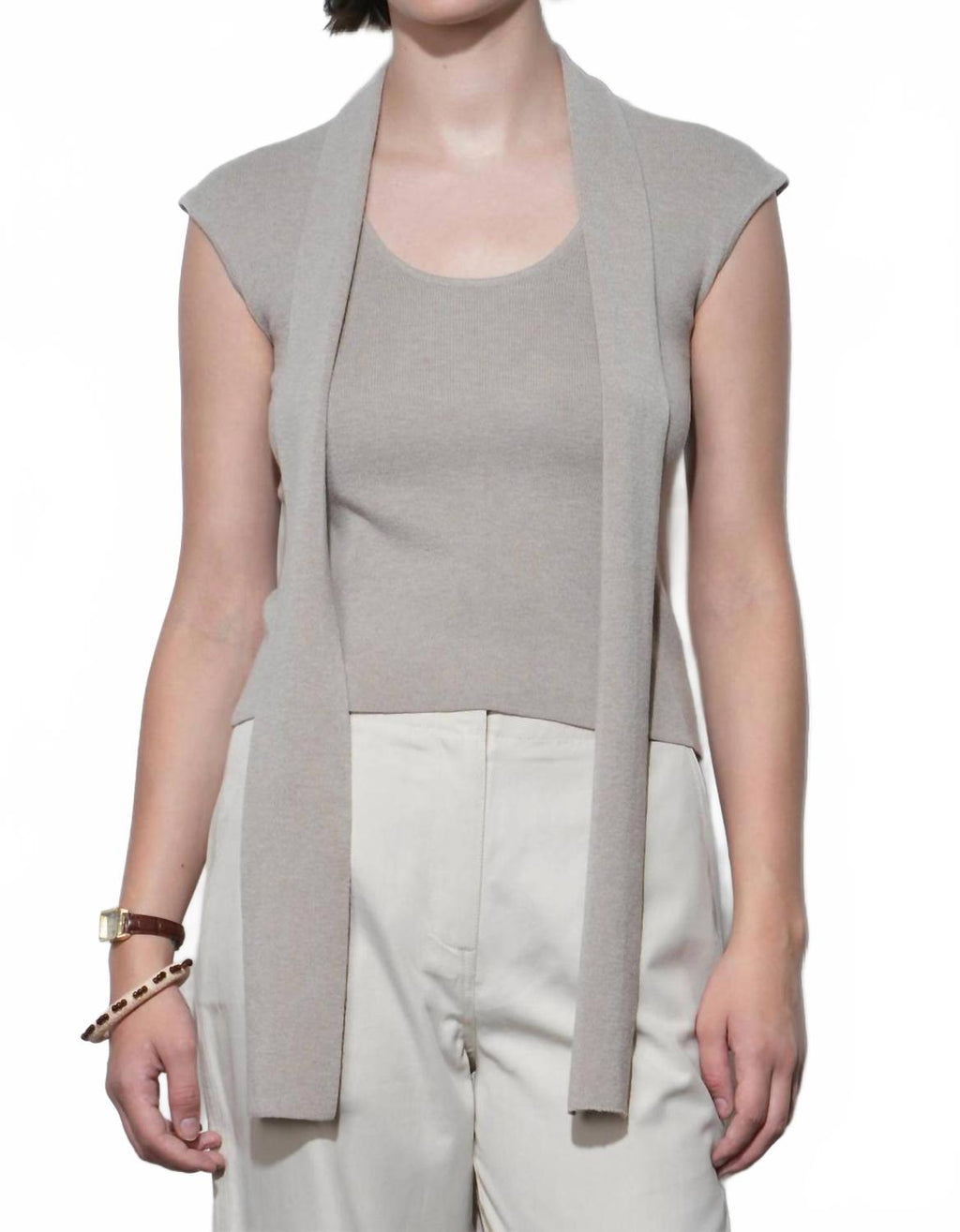 Hannah Scarf Knit Top In Oat