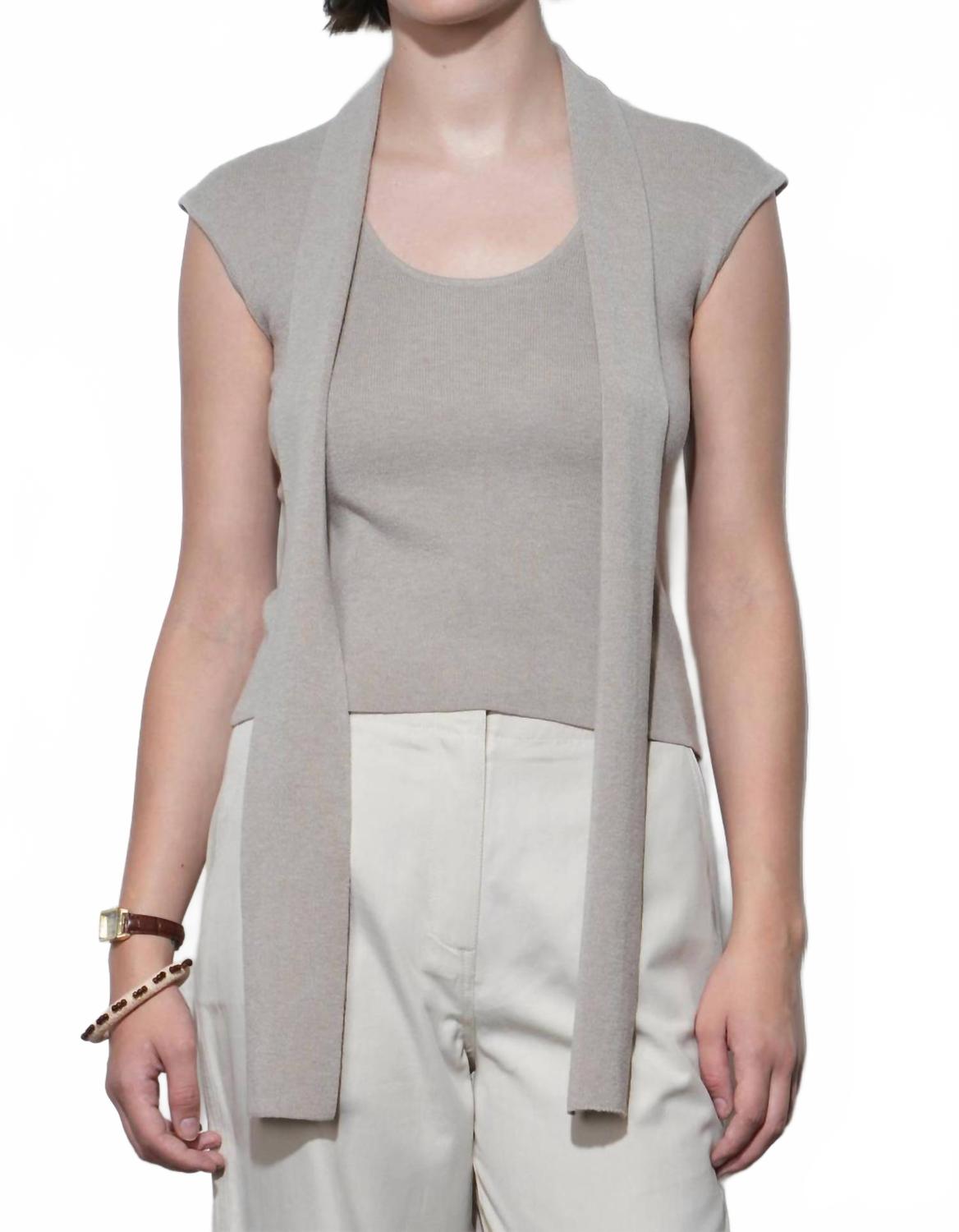 Hannah Scarf Knit Top In Oat