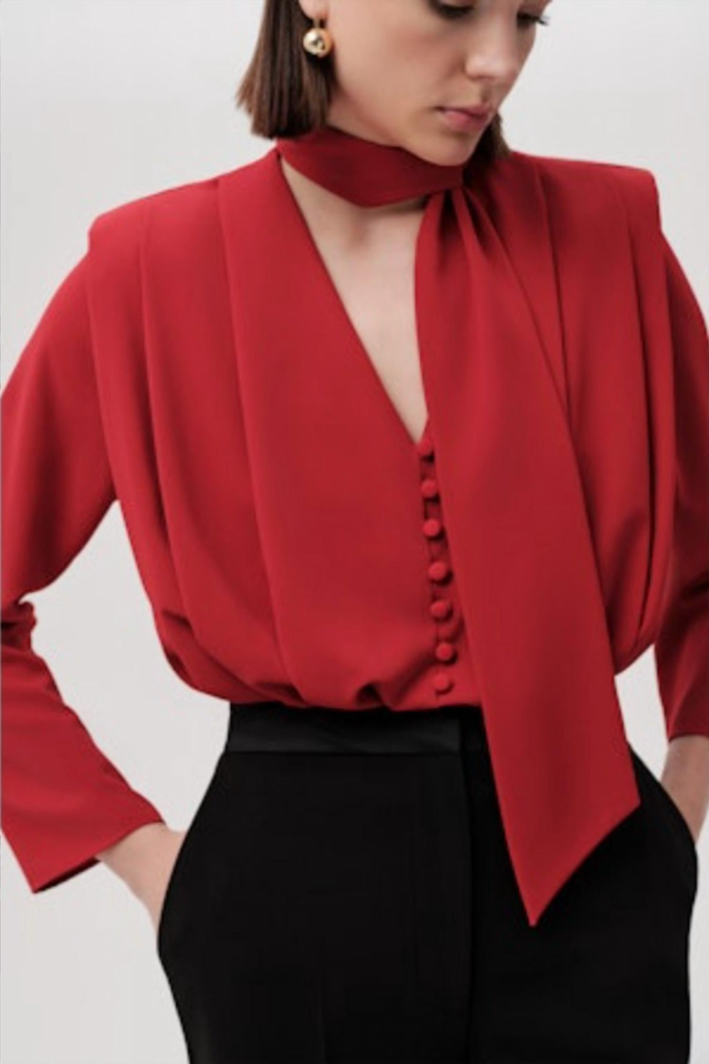 Sandy Long Sleeve Blouse In Red