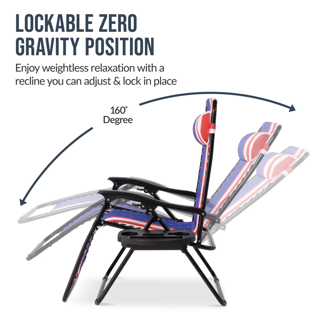 Best Choice Products Set of 2 Extra Wide Zero Gravity Lounge Chair Recliners w/ Cup Holder