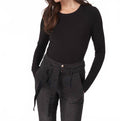 Basic Jewel Neck Long Sleeve Top In Black